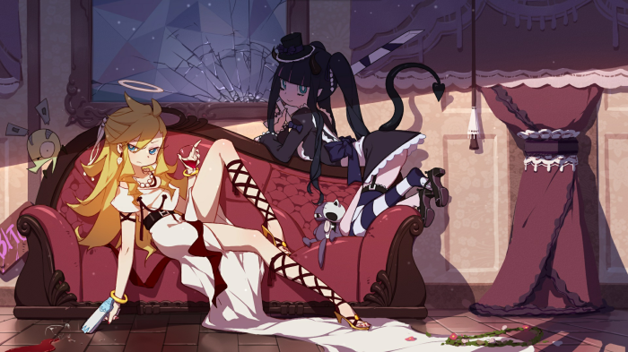 Panty and Stocking from Panty & Stocking with Garterbelt on a couch