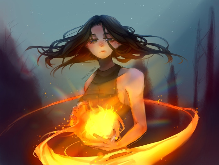 Fantasy Sorceress with Fire Magic