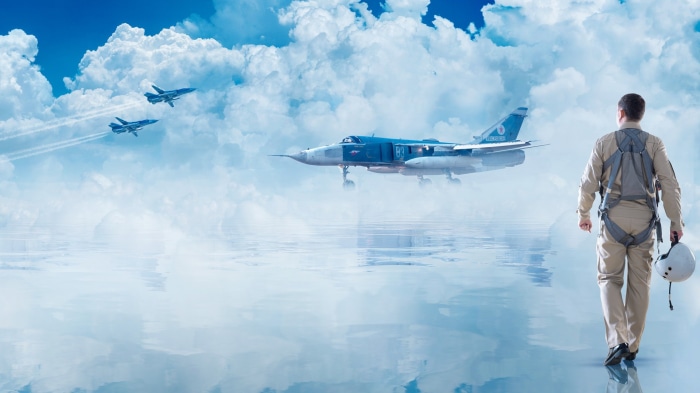 Sukhoi Su-24 Fighter Jets and Pilot