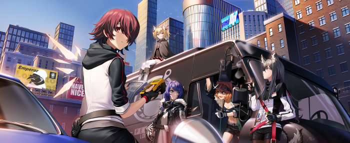 Arknights Characters in an Urban Cityscape