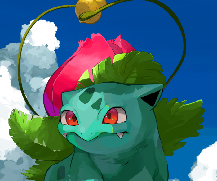 Ivysaur from Pokémon with a flower bud
