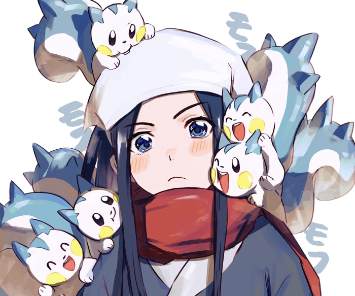 Akari with Pachirisu from Pokémon Legends: Arceus