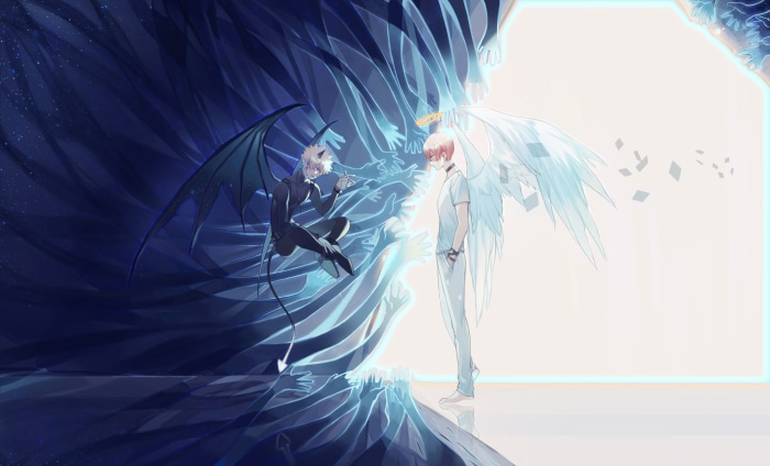 Katsuki Bakugou and Shoto Todoroki from My Hero Academia