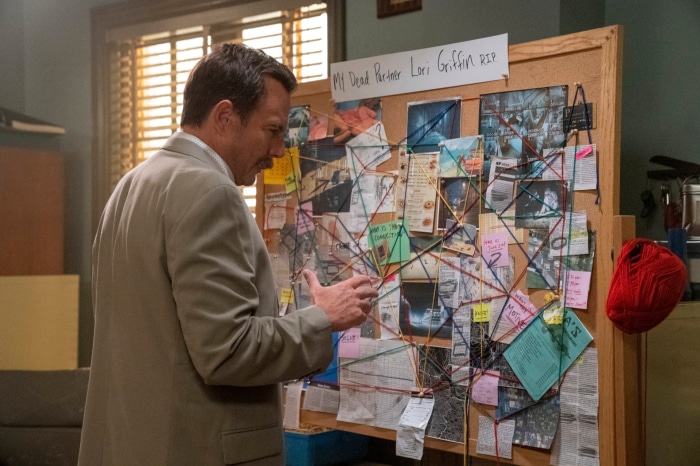 Will Arnett in Murderville looking at a murder board
