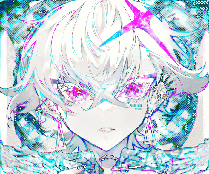 Girl with pink eyes and white hair