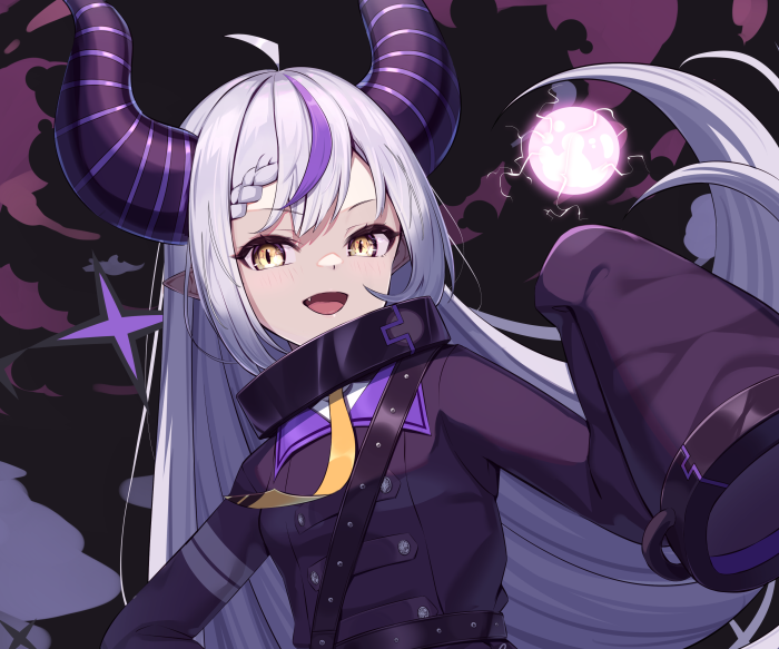 La+ Darknesss from Hololive with horns and magic orb