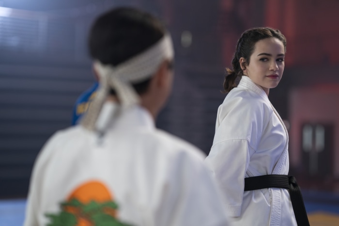 Samantha LaRusso from Cobra Kai in a martial arts scene