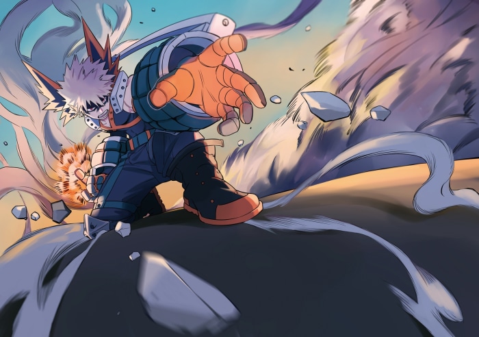 Katsuki Bakugou from My Hero Academia in action