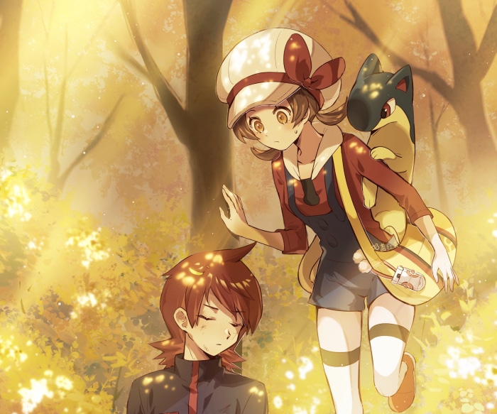 Kotone and Silver from Pokémon with Quilava