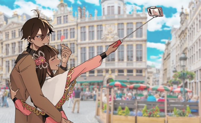 Fate/Prototype Nefertari and Rider taking a selfie
