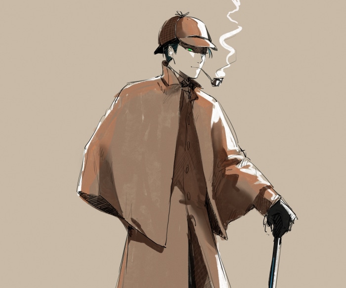 Sherlock Holmes from Fate/Grand Order smoking a pipe