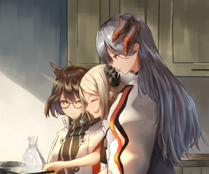 Silence, Saria, and Ifrit from Arknights