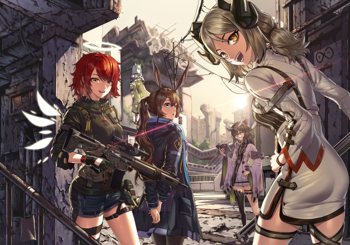Arknights 4K characters in ruined city