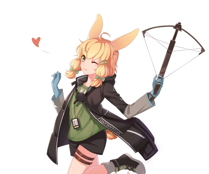 Kroos from Arknights holding a crossbow