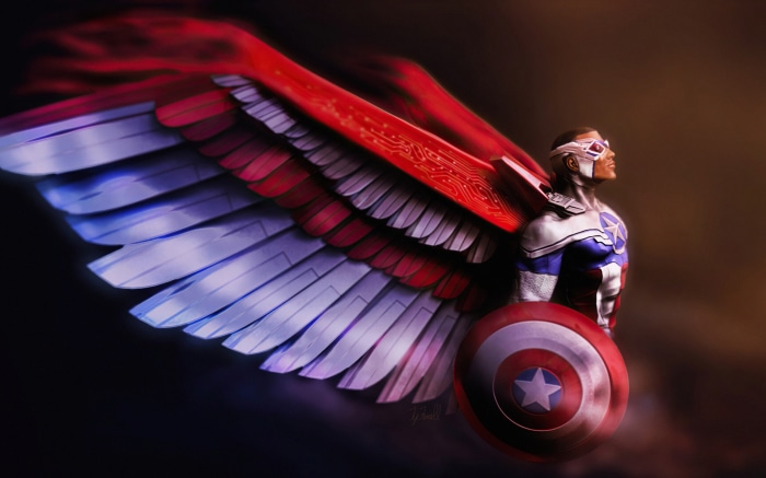 Sam Wilson as Captain America with wings