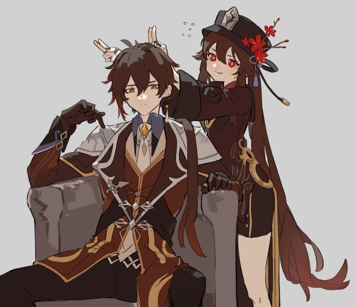 Hu Tao and Zhongli from Genshin Impact