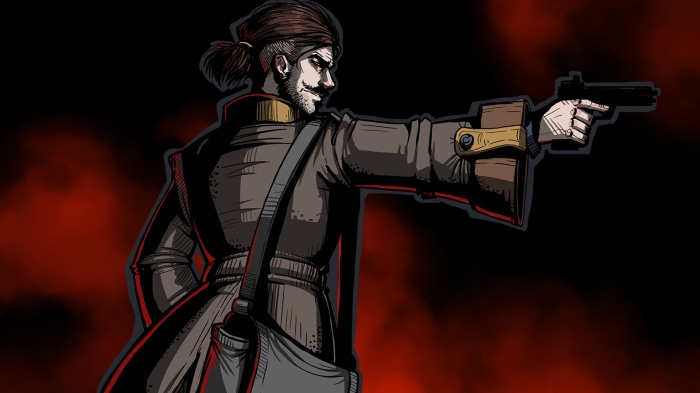 Man with gun in dark setting