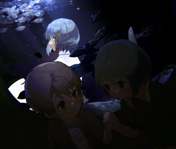 Kyosuke Kamijo and Sayaka Miki from Puella Magi Madoka Magica