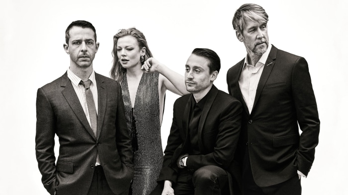 Succession cast members Jeremy Strong, Sarah Snook, Kieran Culkin, and Alan Ruck