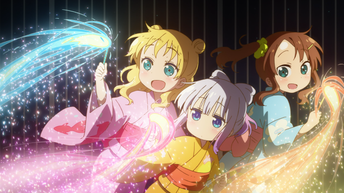 Kanna Kamui, Riko Saikawa, and Chloe from Miss Kobayashi's Dragon Maid