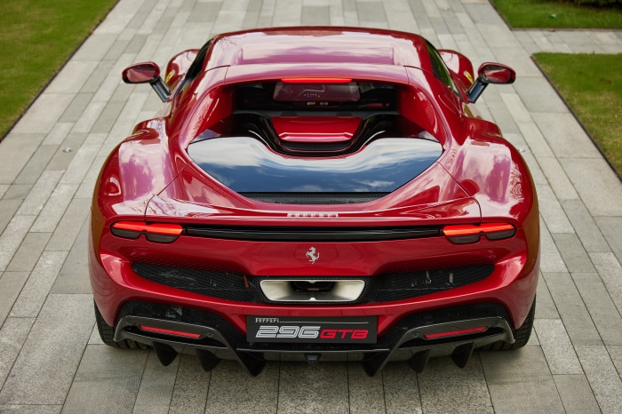 Ferrari 296 GTB supercar rear view