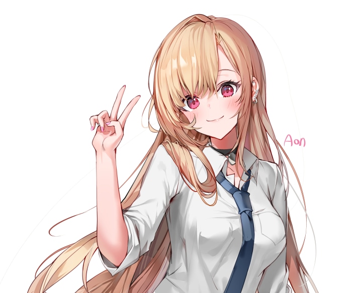 Marin Kitagawa from My Dress-Up Darling doing peace sign