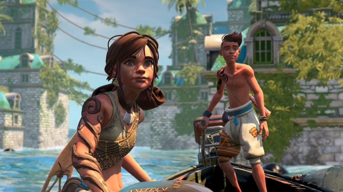 Two young people in a boat in Submerged: Hidden Depths