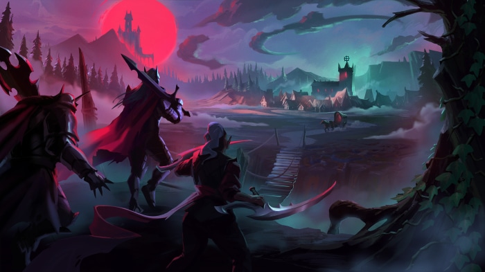 V Rising characters in a dark fantasy landscape