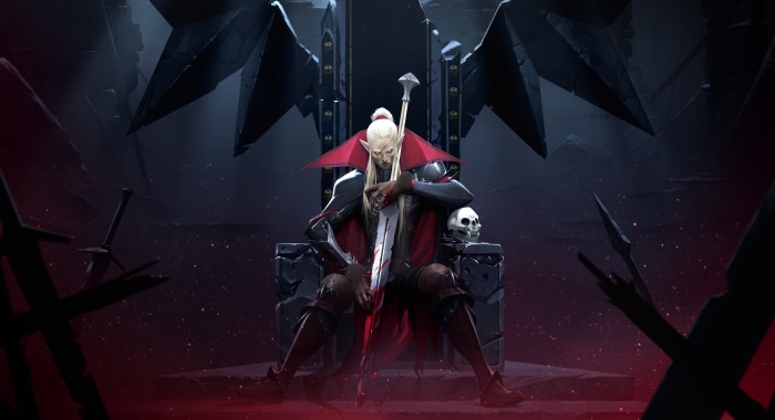 V Rising Vampire Lord on Throne with Sword