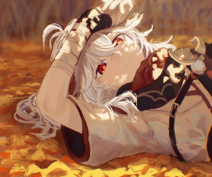 Kaedehara Kazuha from Genshin Impact lying down