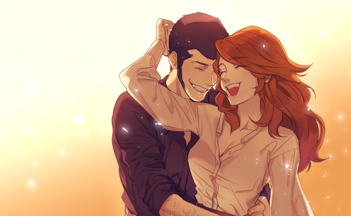 Lupin the Third and Fujiko Mine embracing
