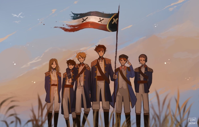 Dream SMP characters holding a flag