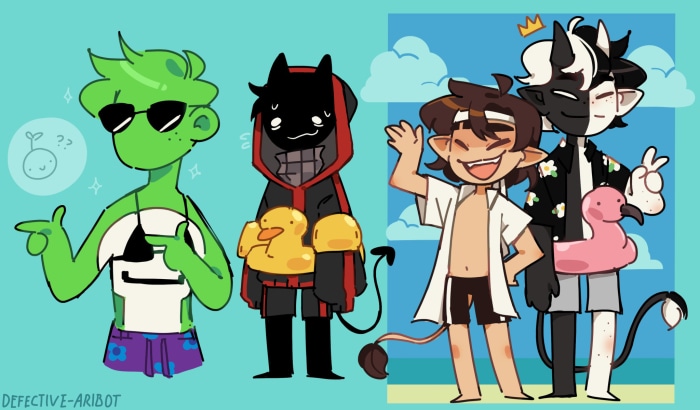 Dream SMP characters at the beach