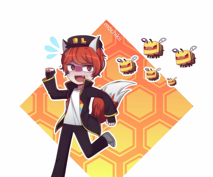 Fundy from Dream SMP being chased by bees