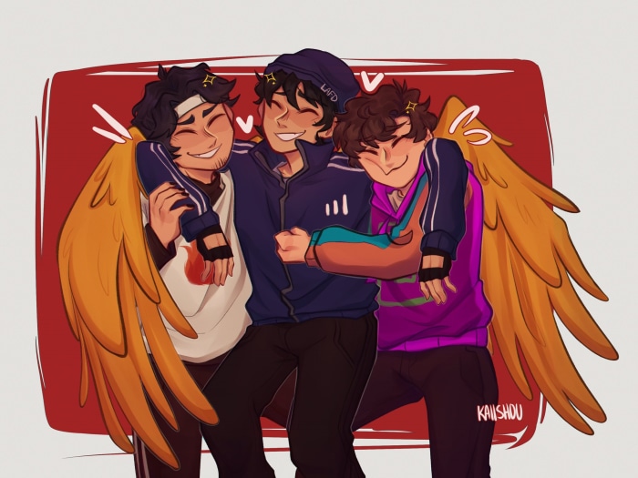 Sapnap, Quackity, and Karl Jacobs from Dream SMP