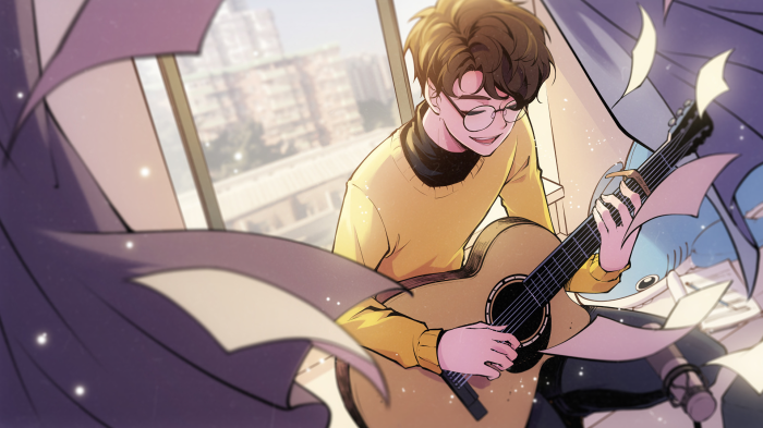 Wilbur Soot from Dream SMP playing guitar