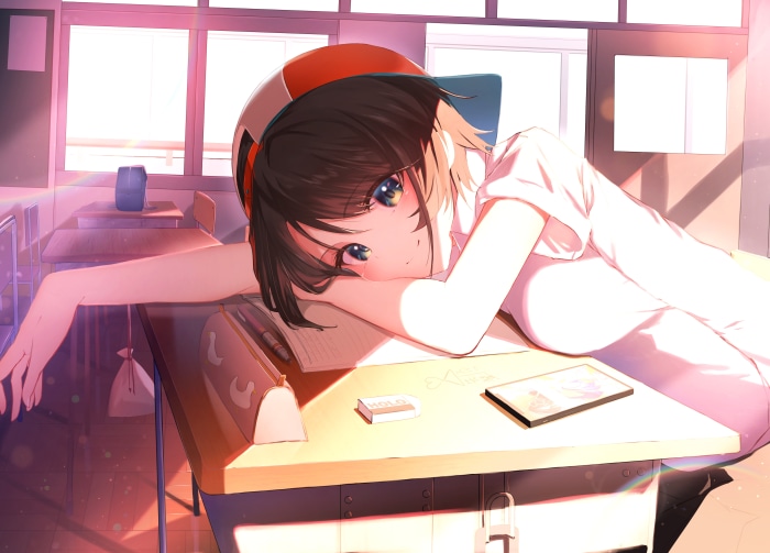 Oozora Subaru from Hololive in a classroom