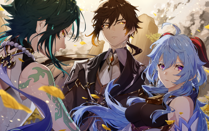 Xiao, Zhongli, and Ganyu from Genshin Impact