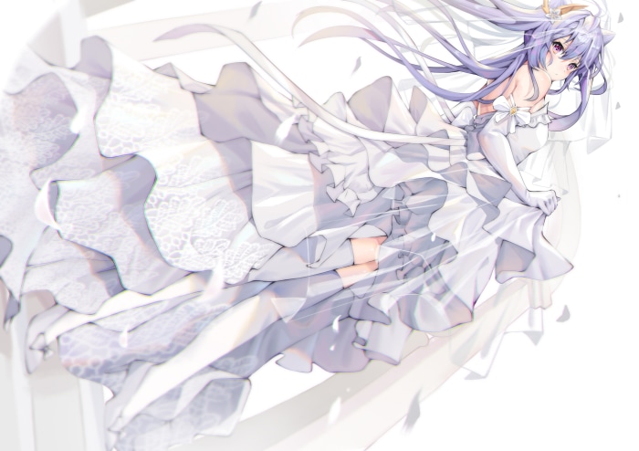 Keqing from Genshin Impact in a wedding dress
