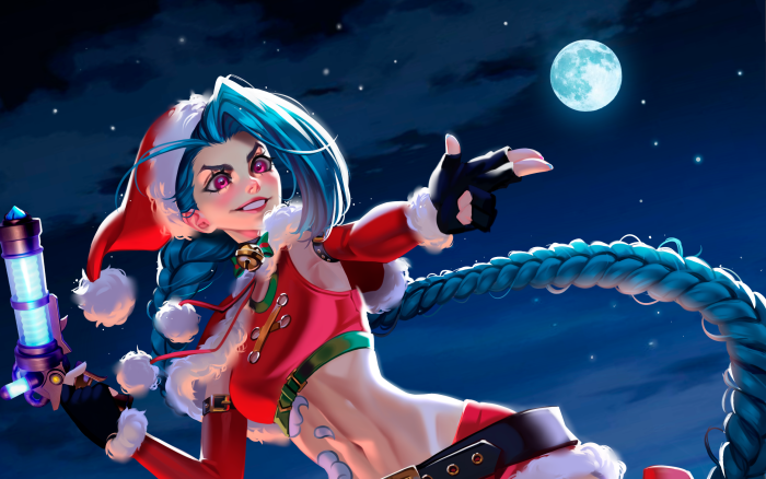 Jinx from League of Legends in Santa Outfit