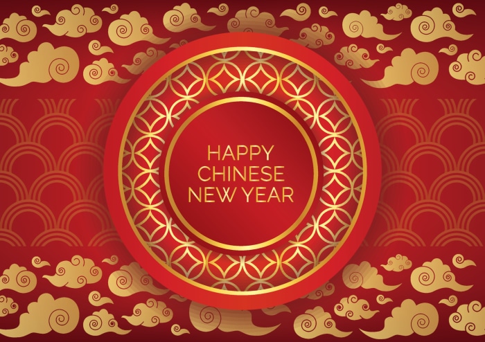 Happy Chinese New Year Red and Gold Design