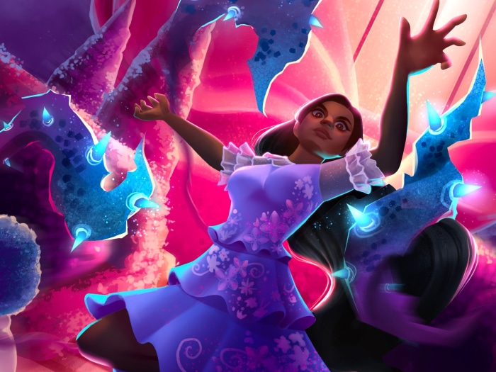 Isabela Madrigal from Encanto surrounded by magical vines