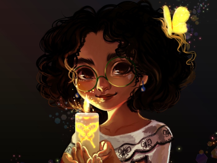 Mirabel Madrigal from Encanto holding a candle