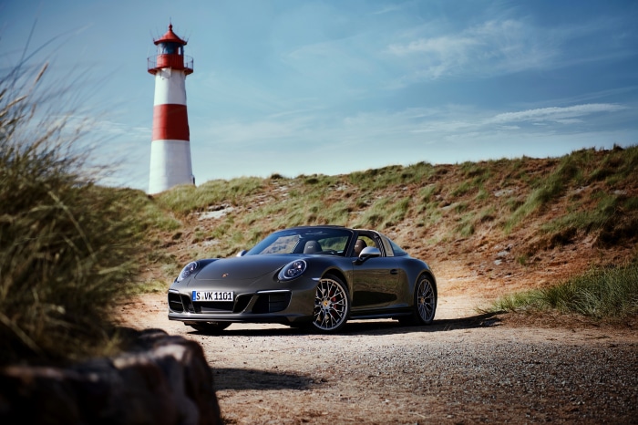 Porsche 911 Targa 4S by a lighthouse
