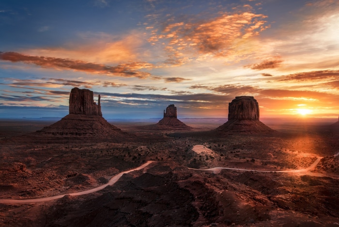 Monument Valley Sunrise, USA Desert Landscape