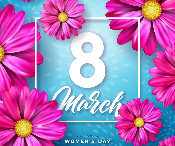 Happy Women's Day 8 March Pink Flowers