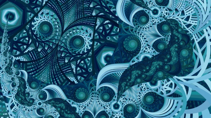 Abstract Fractal Swirl Blue and Teal