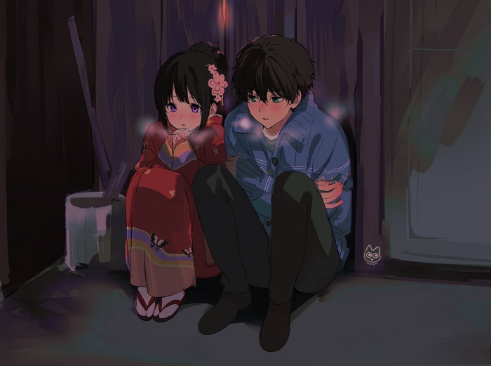 Eru Chitanda and Hōtarō Oreki from Hyouka