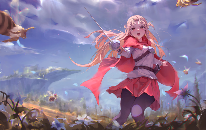 Asuna Yuuki from Sword Art Online with a sword