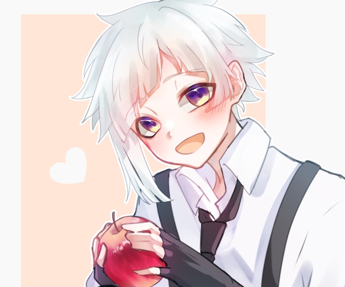Atsushi Nakajima from Bungou Stray Dogs holding an apple
